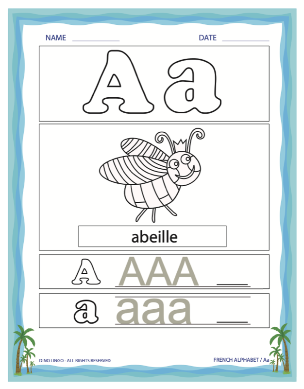 French Alphabet Worksheet A