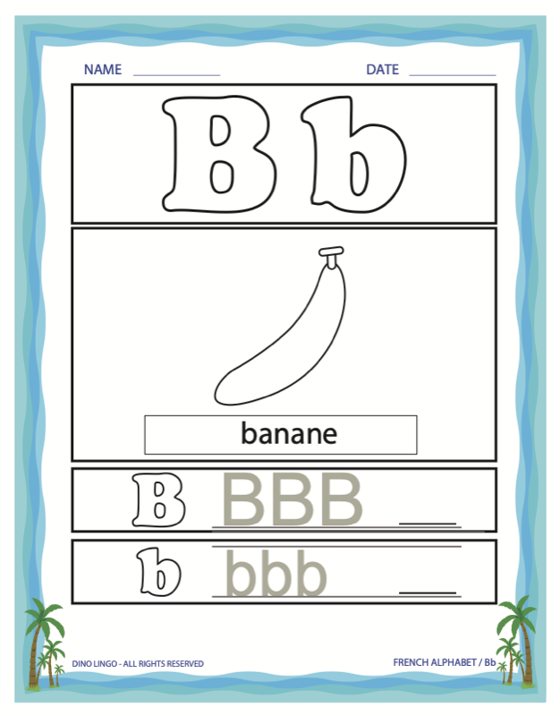 French Alphabet Worksheet B
