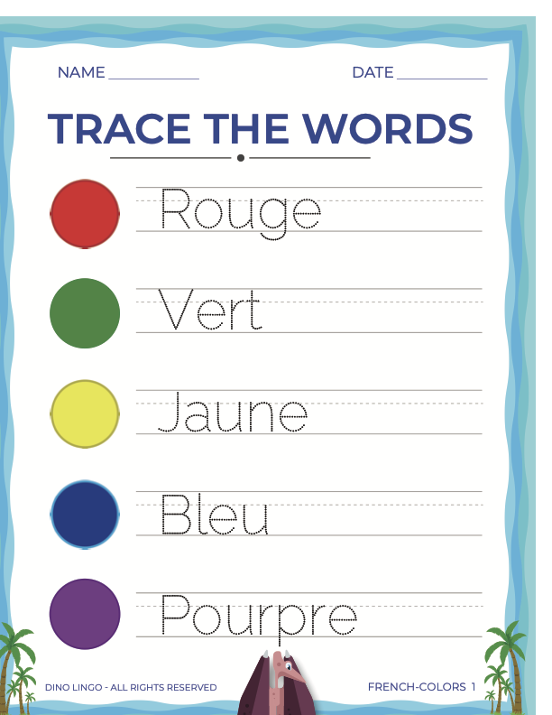 French Colors - Trace the Words