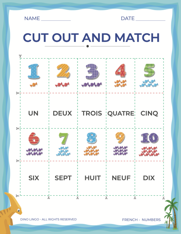 French Numbers - Cut Out and Match