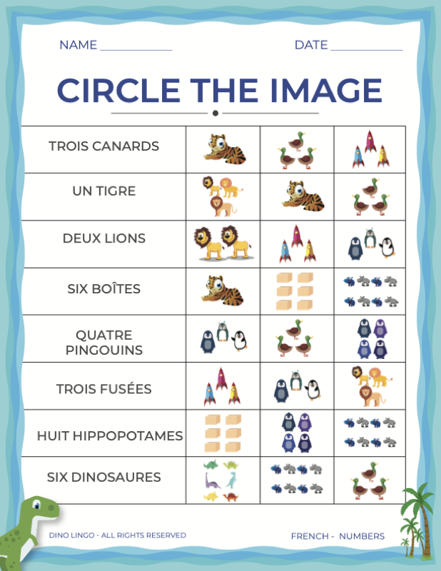 French Numbers - Circle the Image