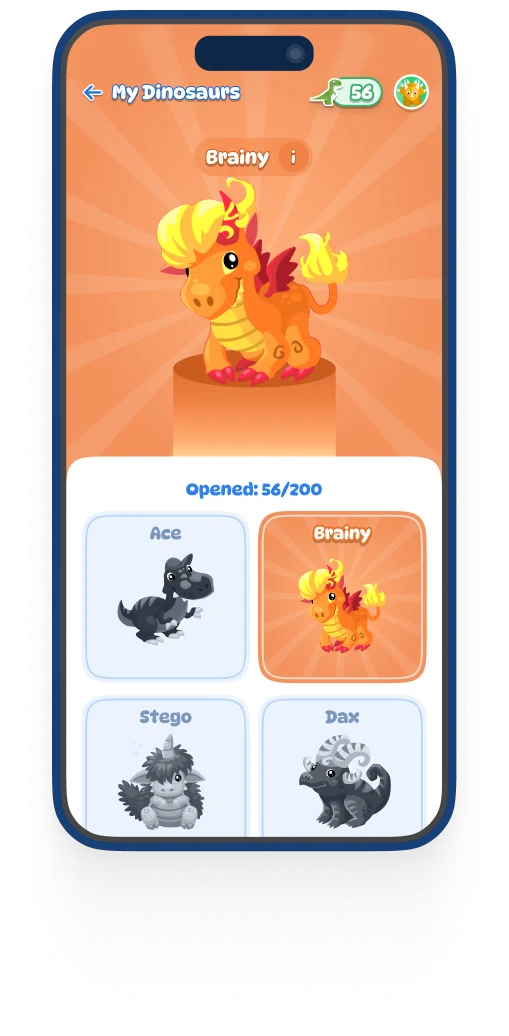 Dinolingo Spanish lesson screen — reward
