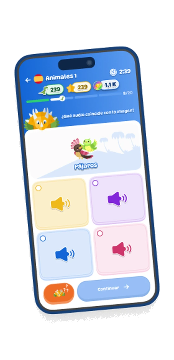 Dinolingo Spanish lesson on phone