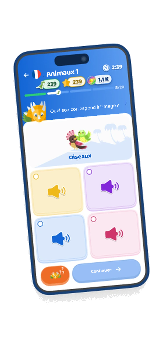 Dinolingo French lesson on phone